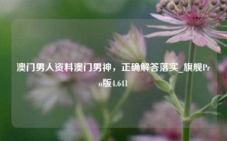 澳门男人资料澳门男神，正确解答落实_旗舰Pro版4.641