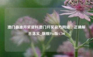 澳门最准开奖资料澳门开奖官方网站，正确解答落实_旗舰Pro版4.700