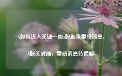 A股将进入关键一周a股迎来重磅消息，A股关键周，重磅消息待揭晓