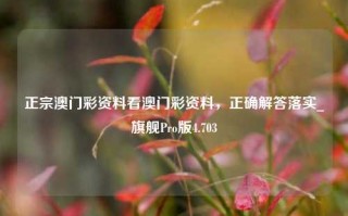 正宗澳门彩资料看澳门彩资料，正确解答落实_旗舰Pro版4.703