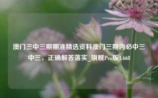 澳门三中三期期准精选资料澳门三期内必中三中三，正确解答落实_旗舰Pro版4.668