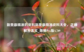 新奥最精准的资料新奥最精准资料大全，正确解答落实_旗舰Pro版4.709