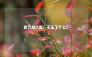 银行股大涨！发生了什么？