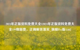 2024年正版资料免费大全12024年正版资料免费大全199期新奥，正确解答落实_旗舰Pro版4.662