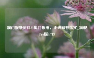 澳门报纸资料21奥门报纸，正确解答落实_旗舰Pro版4.713