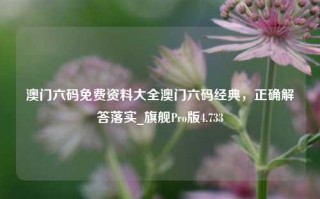 澳门六码免费资料大全澳门六码经典，正确解答落实_旗舰Pro版4.733