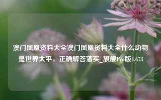 澳门凤凰资料大全澳门凤凰资料大全什么动物是世界太平，正确解答落实_旗舰Pro版4.673