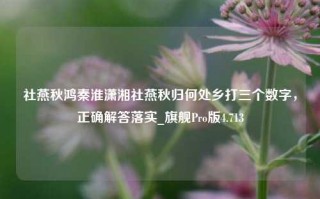 社燕秋鸿秦淮潇湘社燕秋归何处乡打三个数字，正确解答落实_旗舰Pro版4.713