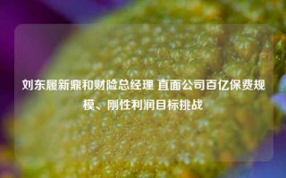 刘东履新鼎和财险总经理 直面公司百亿保费规模、刚性利润目标挑战