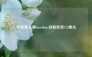 巴克莱上调Snowflake目标价至172美元