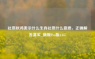 社燕秋鸿表示什么生肖社燕什么意思，正确解答落实_旗舰Pro版4.657