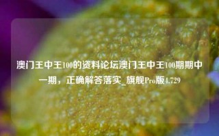 澳门王中王100的资料论坛澳门王中王100期期中一期，正确解答落实_旗舰Pro版4.729