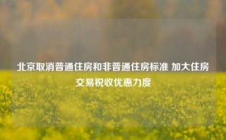 北京取消普通住房和非普通住房标准 加大住房交易税收优惠力度