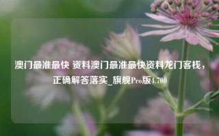 澳门最准最快 资料澳门最准最快资料龙门客栈，正确解答落实_旗舰Pro版4.700