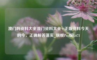 澳门吗资料大全澳门资料大全+正版资料今天的今，正确解答落实_旗舰Pro版4.671