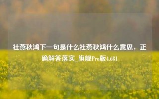 社燕秋鸿下一句是什么社燕秋鸿什么意思，正确解答落实_旗舰Pro版4.681