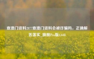 查澳门资料2877查澳门资料会被诈骗吗，正确解答落实_旗舰Pro版4.648