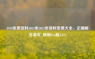 4949免费资料2024年2024年资料免费大全，正确解答落实_旗舰Pro版4.674