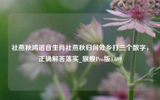 社燕秋鸿谐音生肖社燕秋归何处乡打三个数字，正确解答落实_旗舰Pro版4.699