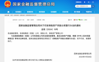 金融监管总局印发《保险资产风险分类暂行办法》