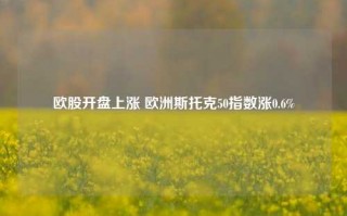 欧股开盘上涨 欧洲斯托克50指数涨0.6%