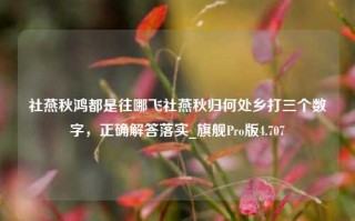 社燕秋鸿都是往哪飞社燕秋归何处乡打三个数字，正确解答落实_旗舰Pro版4.707