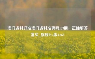 澳门资料好准澳门资料准确吗133期，正确解答落实_旗舰Pro版4.668