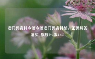 澳门码资料今晚今晚澳门码资料都，正确解答落实_旗舰Pro版4.645