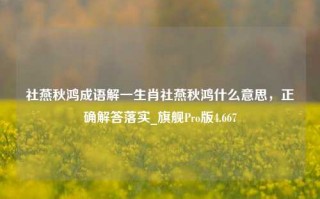 社燕秋鸿成语解一生肖社燕秋鸿什么意思，正确解答落实_旗舰Pro版4.667