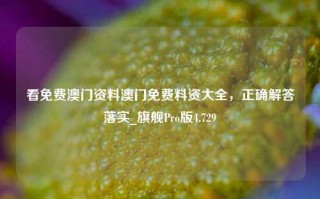 看免费澳门资料澳门免费料资大全，正确解答落实_旗舰Pro版4.729