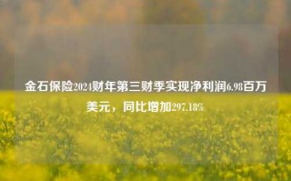 金石保险2024财年第三财季实现净利润6.98百万美元，同比增加297.18%