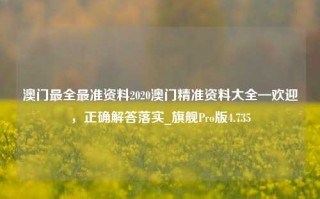 澳门最全最准资料2020澳门精准资料大全—欢迎，正确解答落实_旗舰Pro版4.735