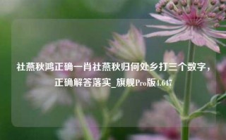 社燕秋鸿正确一肖社燕秋归何处乡打三个数字，正确解答落实_旗舰Pro版4.647