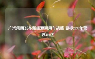 广汽集团发布新能源商用车战略 目标2030年营收300亿