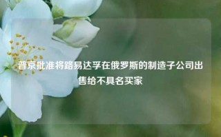 普京批准将路易达孚在俄罗斯的制造子公司出售给不具名买家