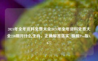 2024年全年资料免费大全2024年全年资料免费大全230期开什么生肖，正确解答落实_旗舰Pro版4.677