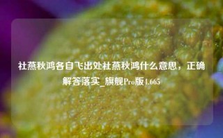 社燕秋鸿各自飞出处社燕秋鸿什么意思，正确解答落实_旗舰Pro版4.665