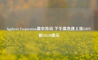 Applovin Corporation盘中异动 下午盘急速上涨5.02%报334.20美元