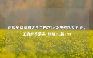 正版免费资料大全二四六246免费资料大全 正，正确解答落实_旗舰Pro版4.708