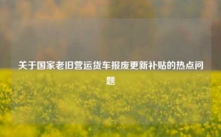 关于国家老旧营运货车报废更新补贴的热点问题