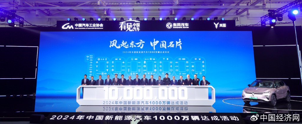 2024中国新能源汽车1000万辆达成-第1张图片-车辆报废_报废车厂_报废汽车回收_北京报废车-「北京报废汽车解体中心」