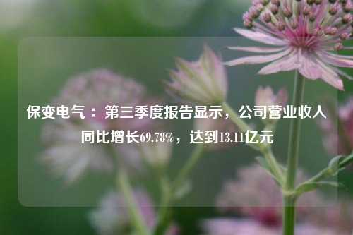 保变电气 ：第三季度报告显示，公司营业收入同比增长69.78%，达到13.11亿元-第1张图片-车辆报废_报废车厂_报废汽车回收_北京报废车-「北京报废汽车解体中心」