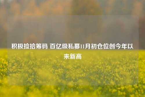 积极捡拾筹码 百亿级私募11月初仓位创今年以来新高-第1张图片-车辆报废_报废车厂_报废汽车回收_北京报废车-「北京报废汽车解体中心」