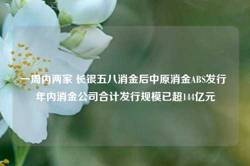 一周内两家 长银五八消金后中原消金ABS发行 年内消金公司合计发行规模已超144亿元-第1张图片-车辆报废_报废车厂_报废汽车回收_北京报废车-「北京报废汽车解体中心」