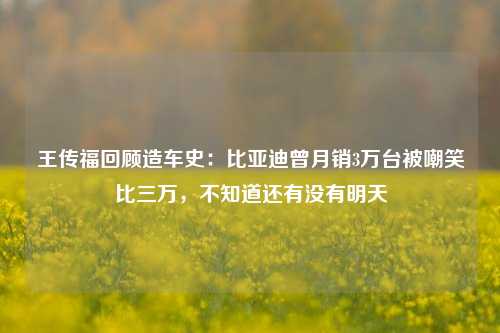 王传福回顾造车史：比亚迪曾月销3万台被嘲笑比三万，不知道还有没有明天-第1张图片-车辆报废_报废车厂_报废汽车回收_北京报废车-「北京报废汽车解体中心」