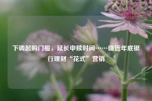 下调起购门槛，延长申赎时间……临近年底银行理财“花式”营销-第1张图片-车辆报废_报废车厂_报废汽车回收_北京报废车-「北京报废汽车解体中心」