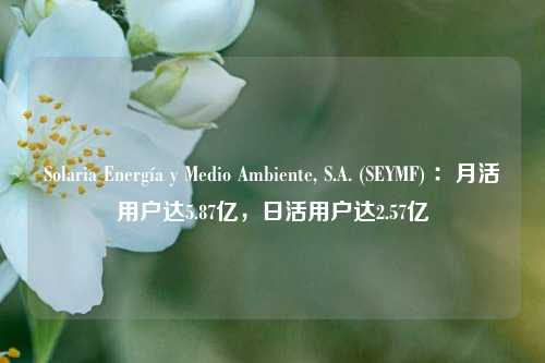 Solaria Energía y Medio Ambiente, S.A. (SEYMF) ：月活用户达5.87亿，日活用户达2.57亿-第1张图片-车辆报废_报废车厂_报废汽车回收_北京报废车-「北京报废汽车解体中心」