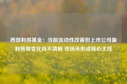 西部利得基金：当前流动性改善但上市公司盈利预期变化尚不清晰 市场未形成核心主线-第1张图片-车辆报废_报废车厂_报废汽车回收_北京报废车-「北京报废汽车解体中心」