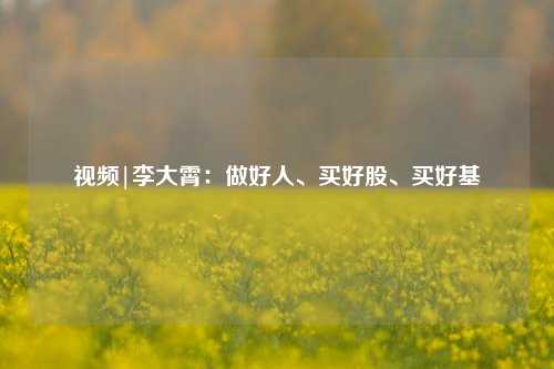 视频|李大霄：做好人、买好股、买好基-第1张图片-车辆报废_报废车厂_报废汽车回收_北京报废车-「北京报废汽车解体中心」