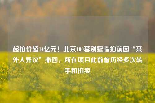 起拍价超14亿元！北京180套别墅临拍前因“案外人异议”撤回，所在项目此前曾历经多次转手和拍卖-第1张图片-车辆报废_报废车厂_报废汽车回收_北京报废车-「北京报废汽车解体中心」